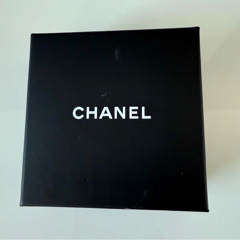 CHANEL square gold brooch with crystals Authentic